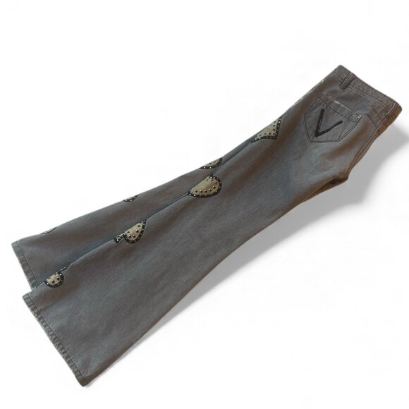 Vintage Voyage Jeans Women’s 28 Embellished Leather Suit Symbols Rare Find - Picture 6 of 16